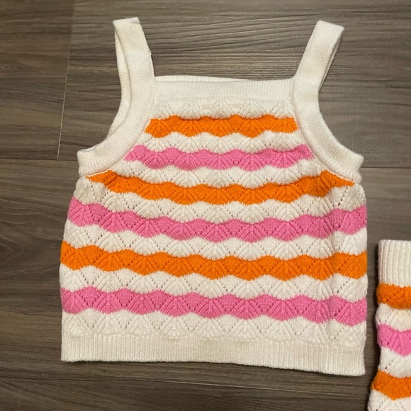Rare Editions Pink and Orange Striped Knit top and shorts Set size 2T - Picture 5 of 7